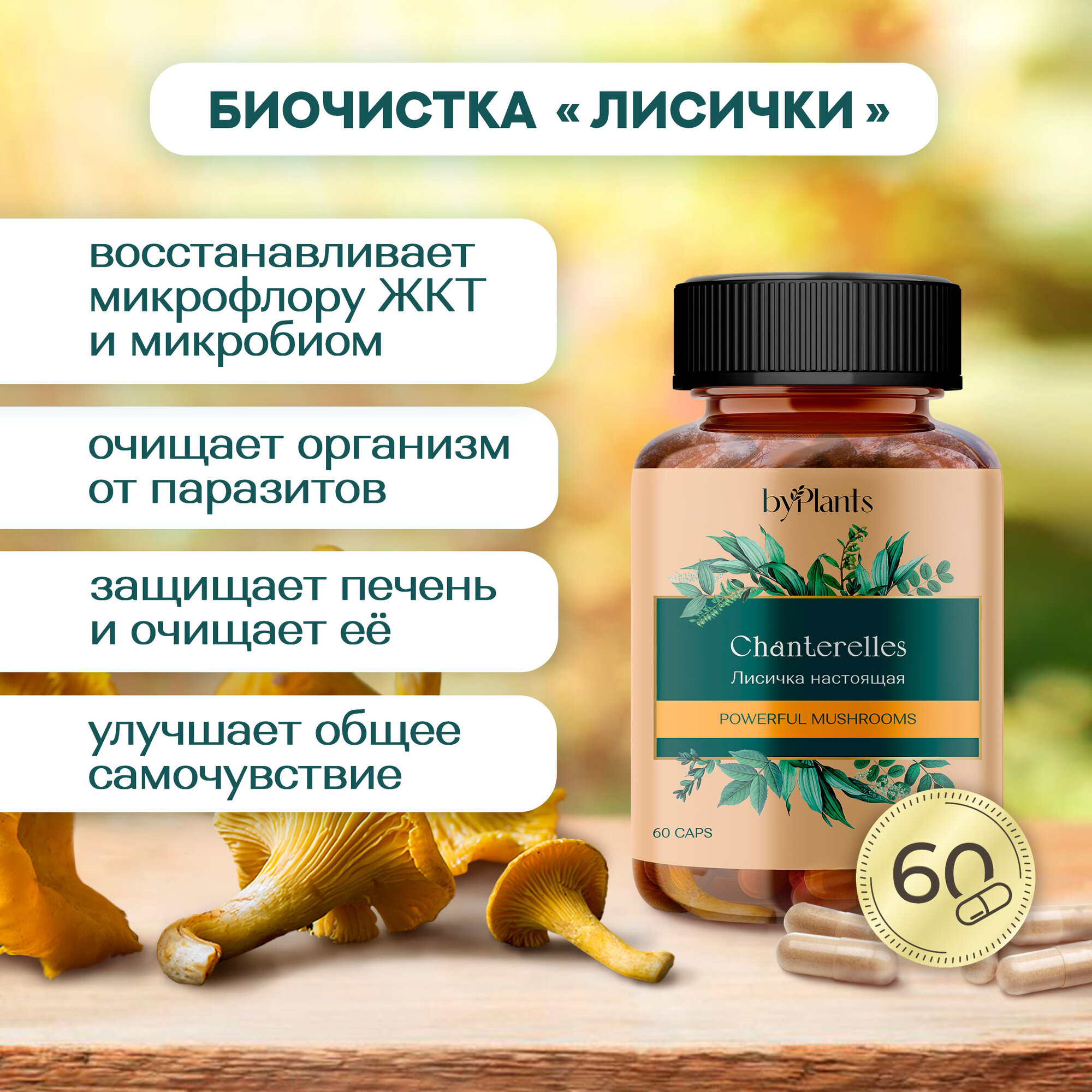 Антипаразитарный комплекс - Лисичка сушеная в капсулах 60 шт.