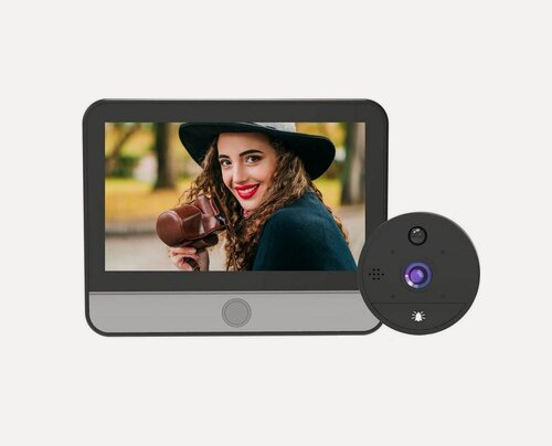 Изображение товара Цветной HD видеоглазок Tuya Wi-Fi для двери HD com Mod: DW6-Tuya (Q21863JDS) с датчиком движения и записью на SD карту. Экран 4,3 дюйма. Камера 2MP