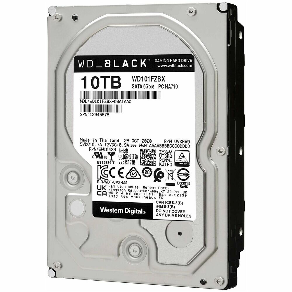 Жесткий диск HDD 10Tb Western Digital SATA-III, 256Mb, 7200rpm BLACK (WD101FZBX)