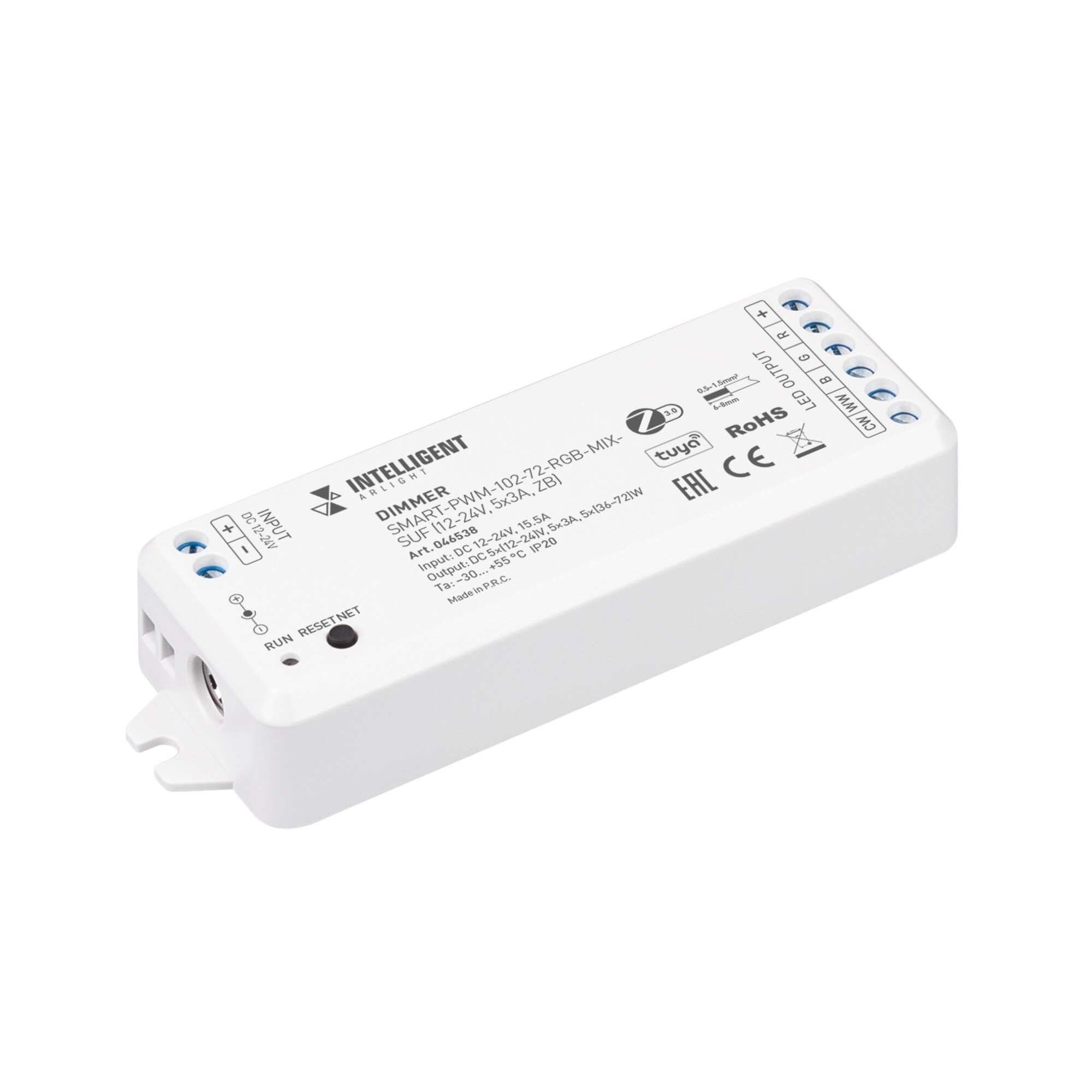 046538 INTELLIGENT ARLIGHT Диммер SMART-PWM-102-72-RGB-MIX-SUF (12-24V, 5x3A, ZB) (IARL, Пластик)