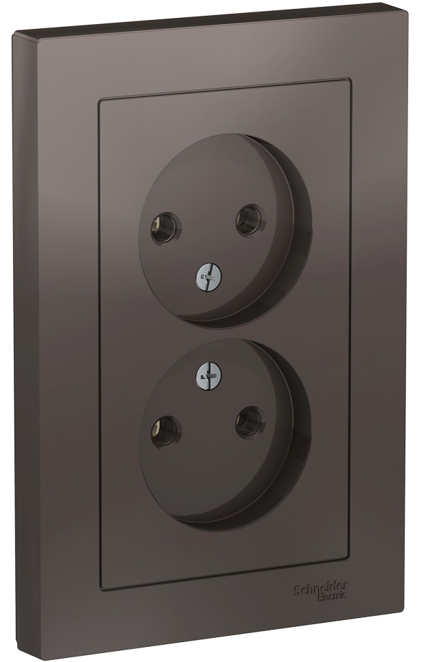 Розетка силовая штепсельная Systeme Electric / Систем Электрик AtlasDesign, 16А 250В IP20 мокко без заземляющего контакта ATN000620 / электрооборудование