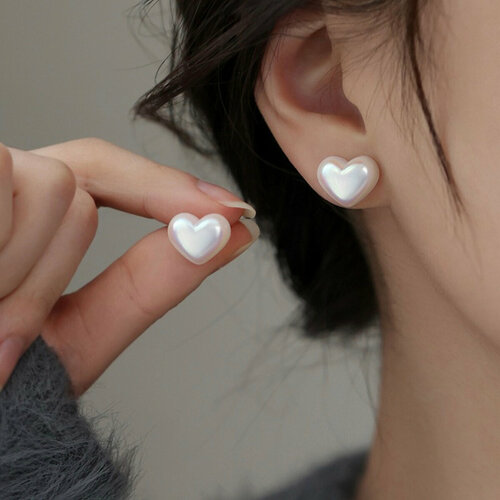 Серьги одиночные, пусеты Стайл Групп, жемчуг имитация, размер 30 мм, белый