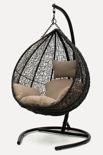 Изображение товара Подвесное кресло KORNERA "Сорренто Premium", искусственный ротанг венге, подушка бежевая