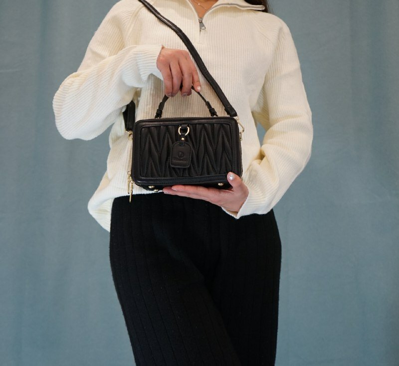 Комплект сумок багет , фактура гладкая, зернистая, чeрный