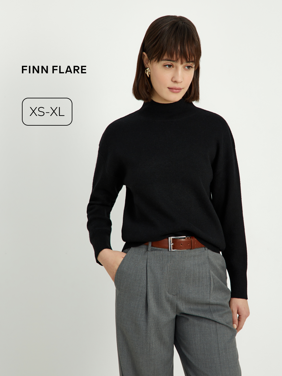 Джемпер FINN FLARE Лонгслив, размер M, , черный