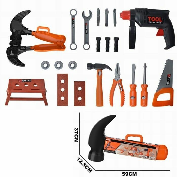 Набор инструментов КНР с аксессуарами, пластик, в чемоданчике-молотке, 1068-42KY (0545957FCJ)