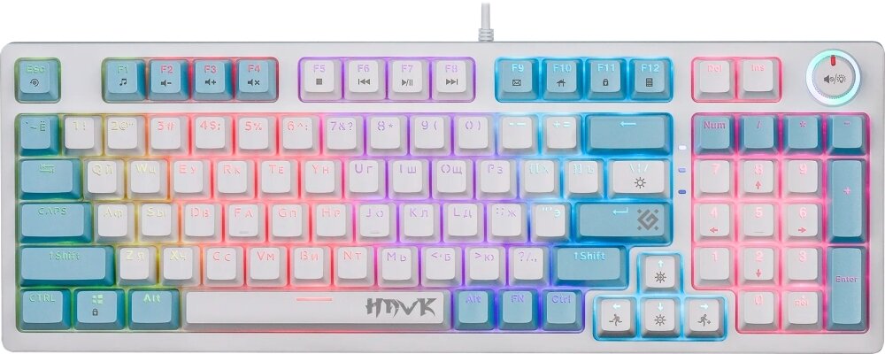 Клавиатура Defender Hawk GK-418 проводная, USB, белый + голубой