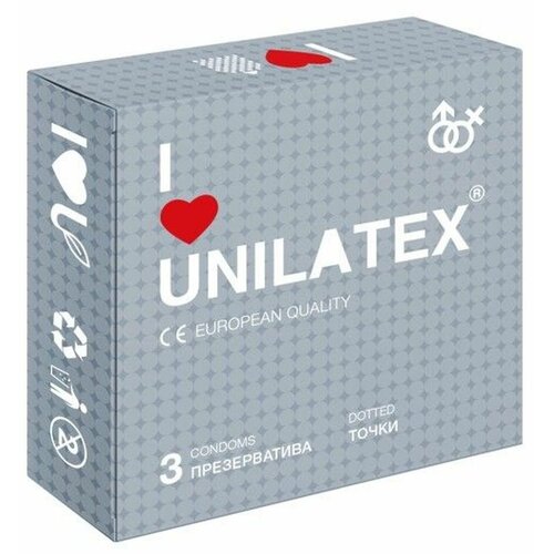 Презервативы с точками Unilatex Dotted - 3 шт. презервативы duett dotted с точками пупырышками 3 штуки