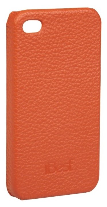 Чехол-накладка из натуральной кожи для iPhone 4/4S iBest i4CL-01, оранжевый