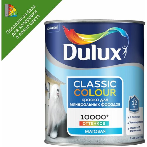 Краска для колеровки фасадная Dulux Classic Colour прозрачная база BC 0.9 л краска для колеровки для обоев dulux classic colour для прозрачная база bс 9 л
