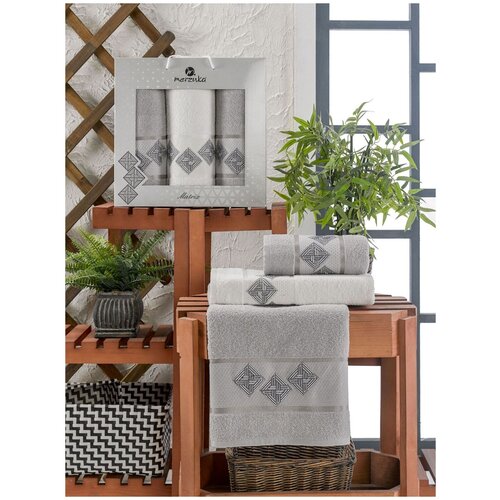 фото Oran merzuka полотенце matrix цвет: серый (50х90 см - 2 шт,70х140 см) br41166