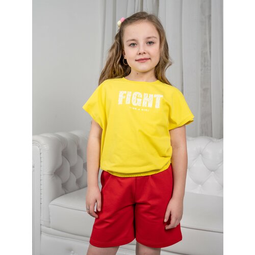 Футболка Энди, размер 140, желтый новинка милая детская футболка женская зеленая футболка с графическим принтом забавная детская одежда для мальчиков и девочек летние же