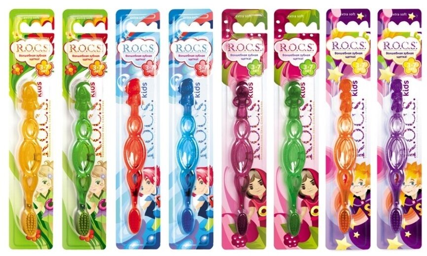 Зубная щетка R.O.C.S. Kids мягкая 3-7 лет, 1 шт, цвет в ассортименте