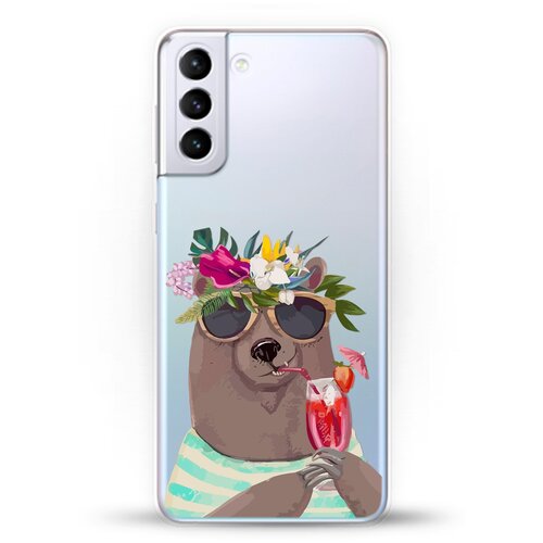 фото Силиконовый чехол медведь с коктейлем на samsung galaxy s21+ andy & paul
