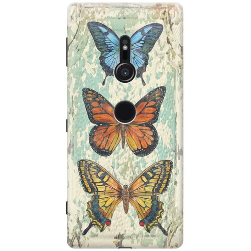 фото Re:pa накладка transparent для sony xperia xz2 с принтом "три бабочки"