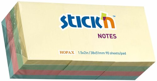 Блок самоклеящийся бумажный Stick`n 21531 38x51мм 100лист. 70г/м2 пастель ассорти слюда (упак:1шт)