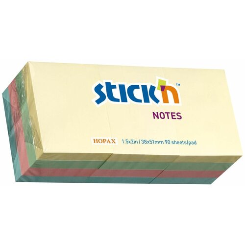 Упаковка блоков самоклеящихся STICK`N 21531, 38x51, 100 л, пастель, ассорти, 1шт