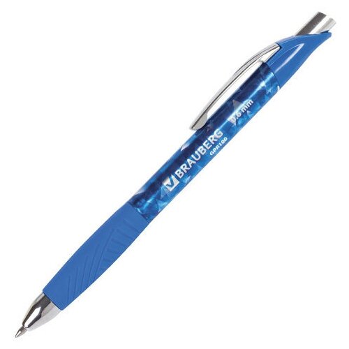 Ручка гелевая автоматическая Brauberg Metropolis Gel (0.4мм, корпус с печатью, синий) 12шт. (GPR100)