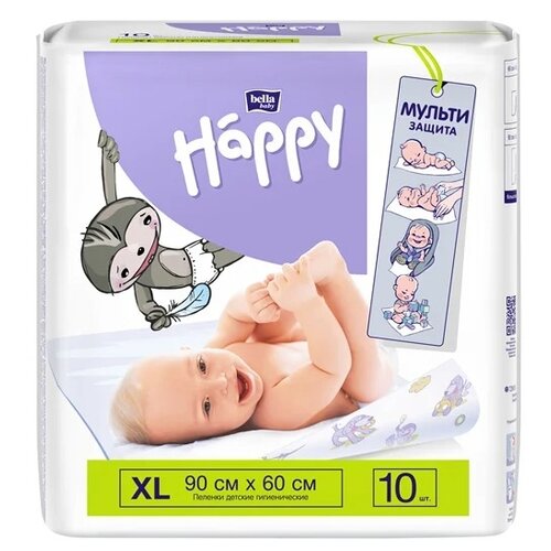 фото Одноразовая пеленка bella baby happy 60x90 мульти защита, 10 шт.