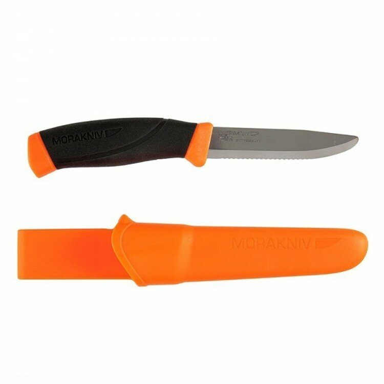 Нож Morakniv Companion F (11828) стальной лезв.99мм серрейт. заточка черный/красный - фото №10