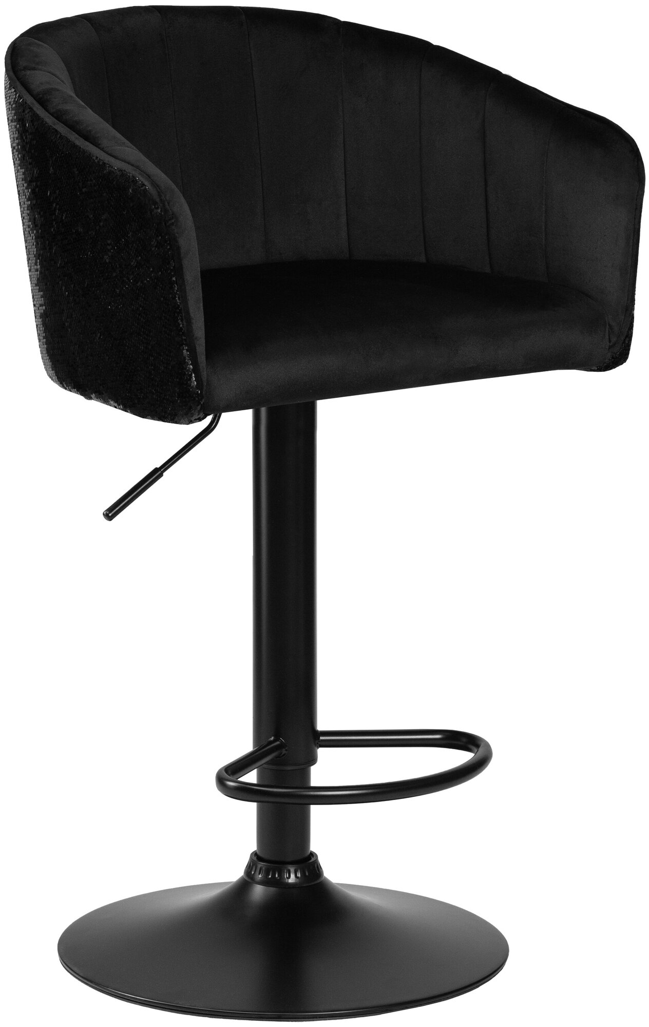 Стул барный DOBRIN DARCY BLACK SHINY, LM-5025_BlackBase_Shiny, черный велюр с черно-золотыми пайетками