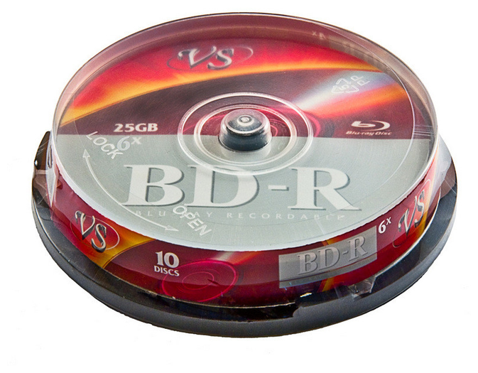 BD-R VS Носители информации Blu-ray BD-R, 6x, VS, Cake/10, VSBDR4CB1002