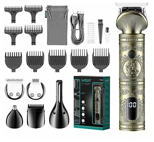 Машинка для стрижки набор для бритья VGR Professional V-106 мужской триммер для бороды и усов бытовая техника