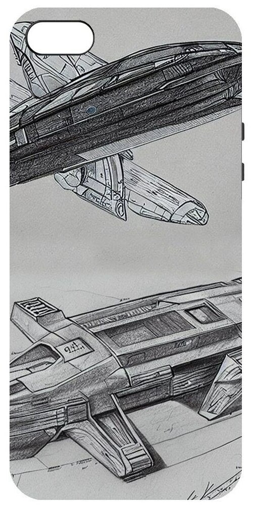 Чехол-накладка Krutoff Soft Case Набросок для iPhone 5/5s черный