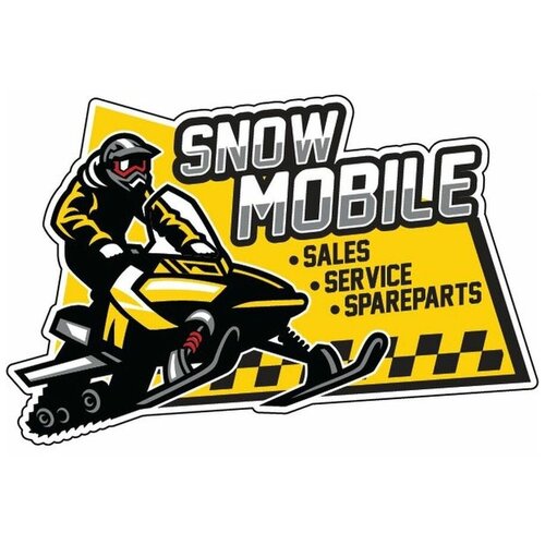 Наклейка Snow mobile / Снегоход 15х10 см