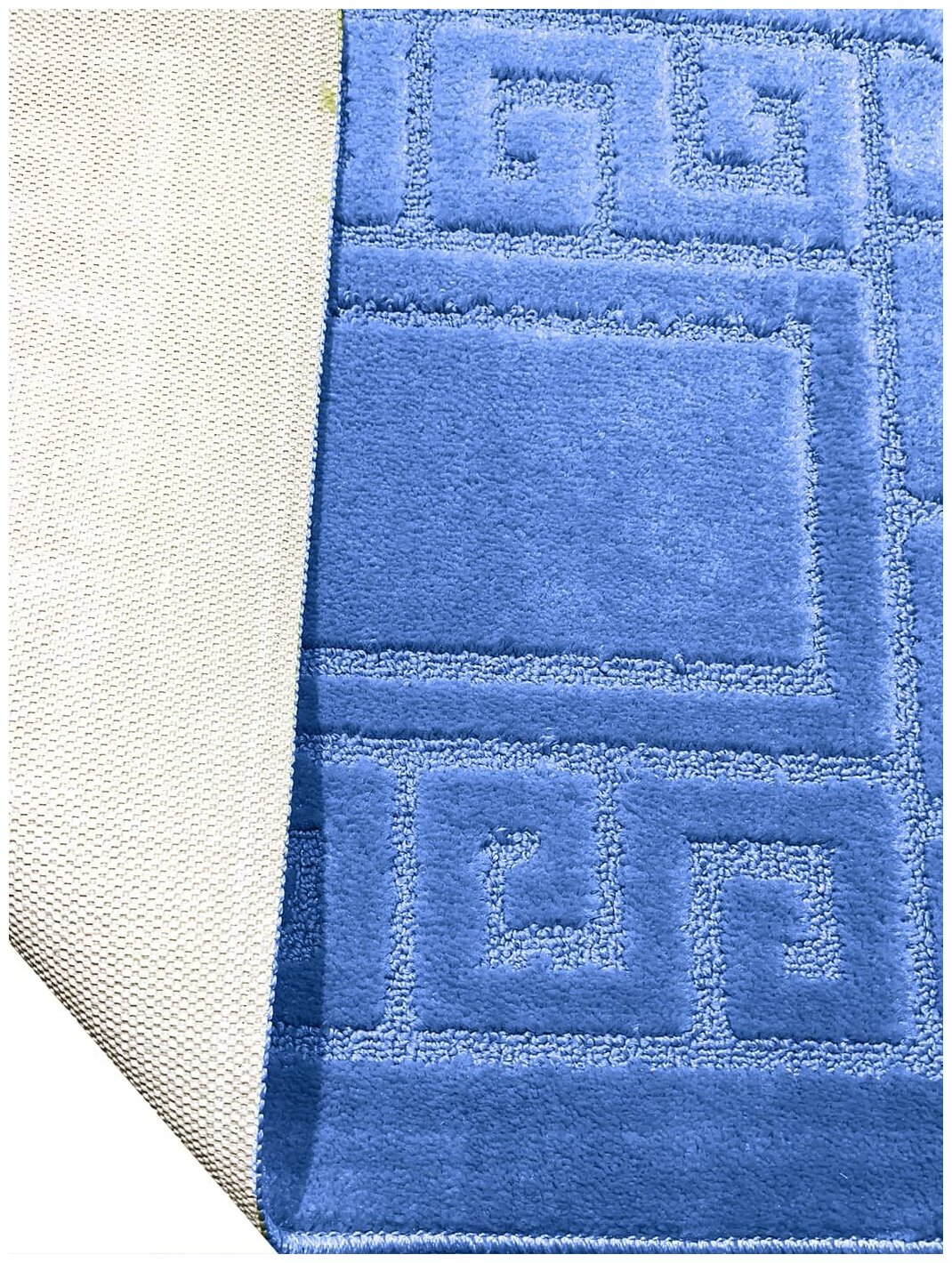 Набор из 2 ковриков для ванной и туалета MAST, 60х100 см, голубая плитка - фотография № 6