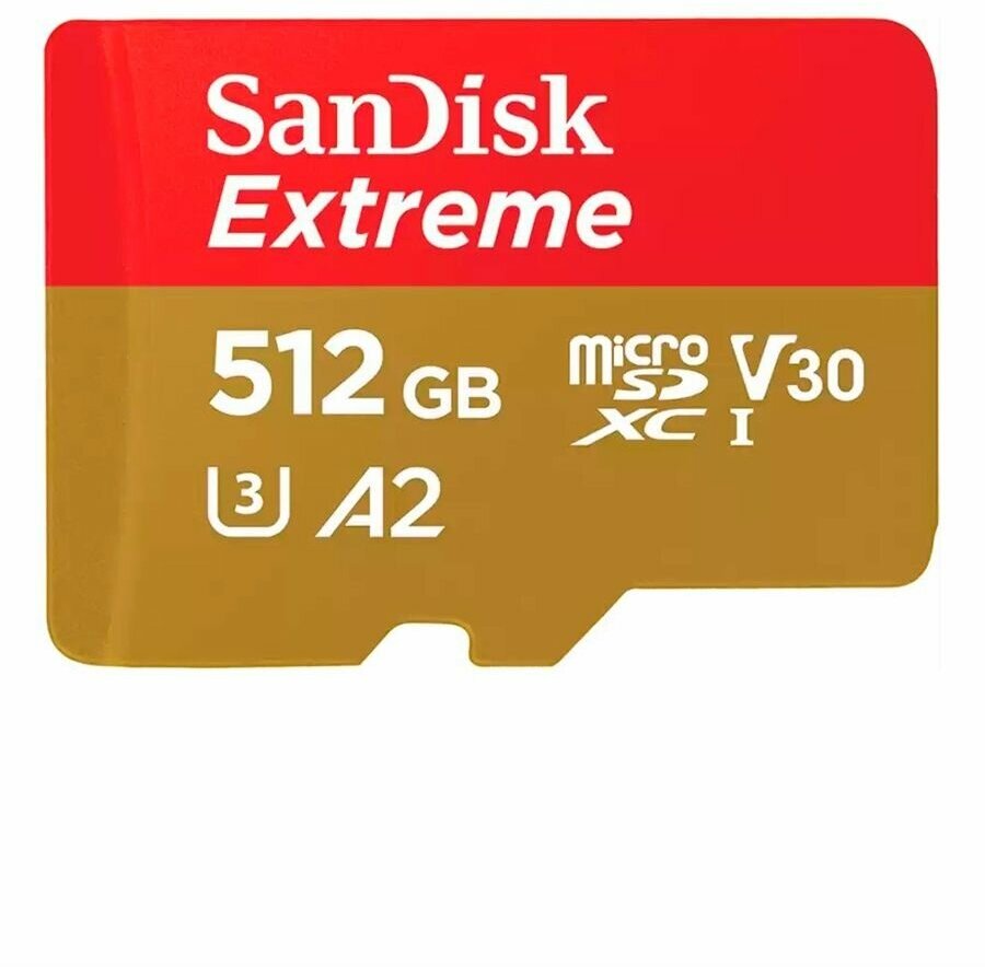 Карта памяти microSDXC SanDisk 512Gb Extreme 190/130Mb/s A2 V30 U3 SDSQXAV-512G-GN6MN, 1шт.