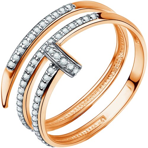 фото Кольцо diamant online, золото, 585 проба, фианит, размер 16.5, прозрачный