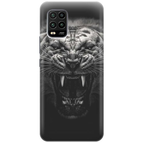 фото Cиликоновый чехол на xiaomi mi 10 lite / сяоми ми 10 лайт с принтом "оскал тигра" gosso