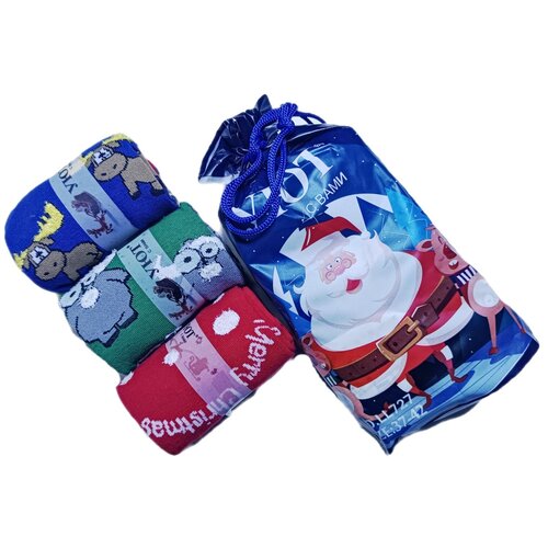 фото Носки уют, 3 пары, размер 37-42, красный, зеленый, синий