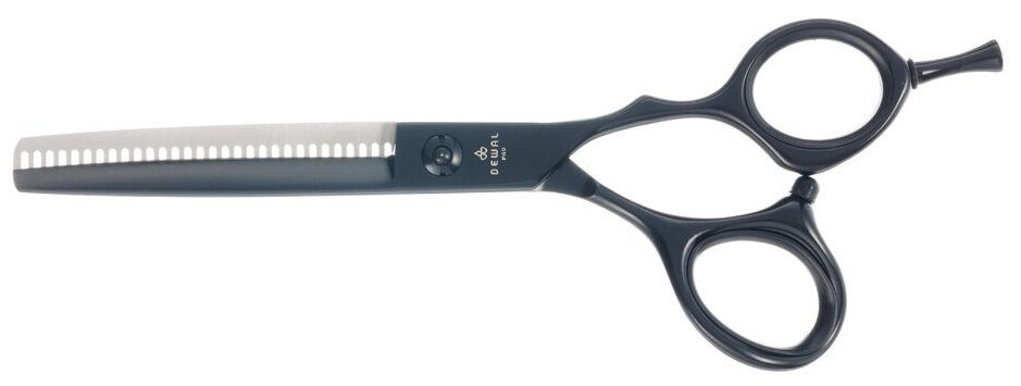 Парикмахерские ножницы DEWAL PRO BARBER STYLE NEON филировочные (30 зубцов) эргономичные 6" чёрные BS8-630
