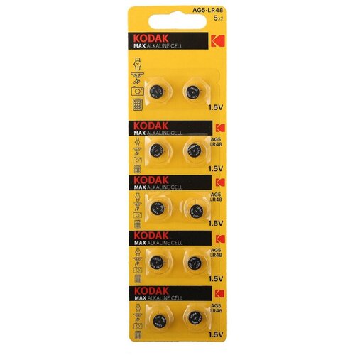 Батарейка Kodak LR48 (LR754, AG5, G5) 10 шт батарейка 10шт vinnic l754 ag5 lr48 393 щелочная 1 5в