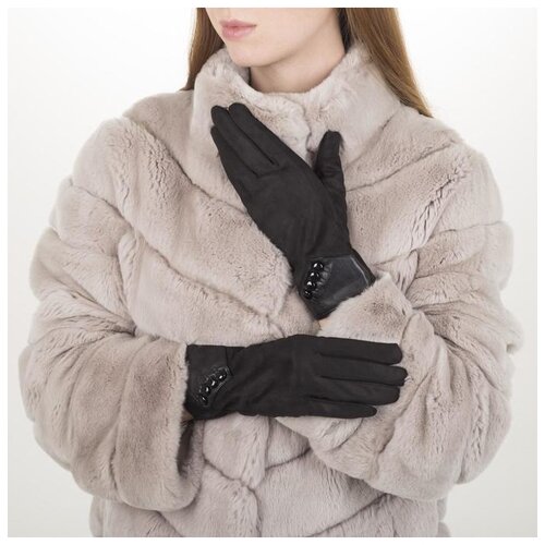 фото Перчатки жен, 23,5 см, утеплитель иск мех, манжет 4 пуговицы, черный 5420614 сима-ленд