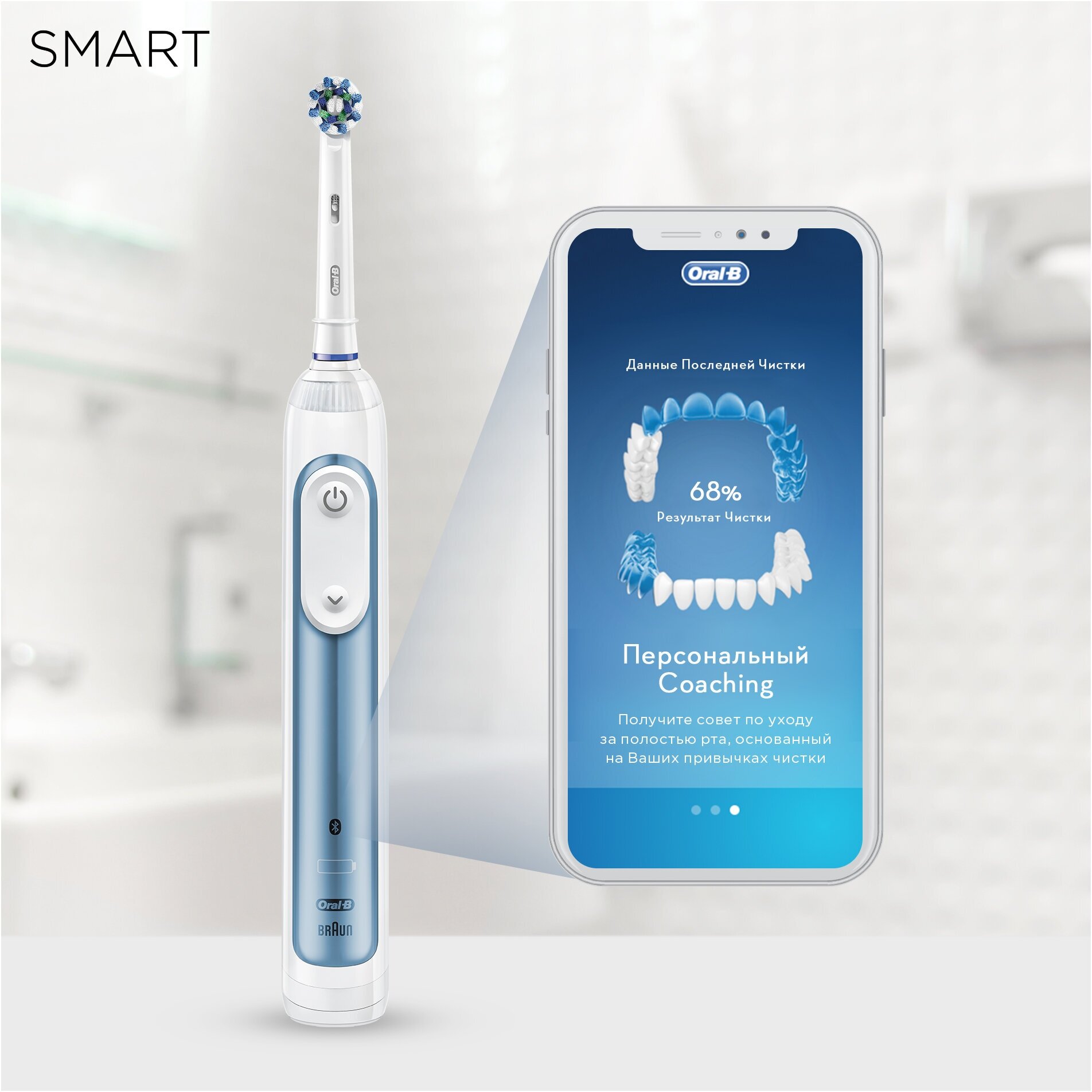 Электрическая зубная щетка Oral-B Smart 6 6000N, бело-голубой - фотография № 11