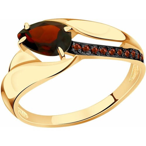 фото Золотое кольцо александра кл3675-2ск-к с фианитом и гранатом diamant-online