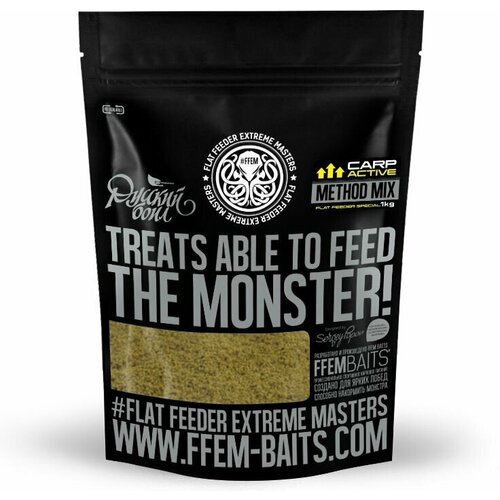 метод микс ffem method mix sweet fishmeal рыба скопес и ваниль 1kg FFEM METHOD MIX Carp Active (Банан и ананас) 1кг. Прикормка карповая / Метод Микс для ловли карпа / Флэт фидер / Flat Feeder