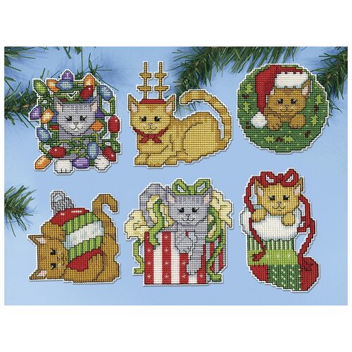 design works набор для вышивания маленькие рождественские медведи 1653 Design Works Набор для вышивания Рождественские котята 5917, 7 х 7 см