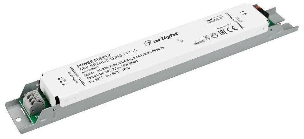 Блок питания Arlight ARV-SP24060-Long-PFC-A 24V 60W IP20 2,5A - фото №1