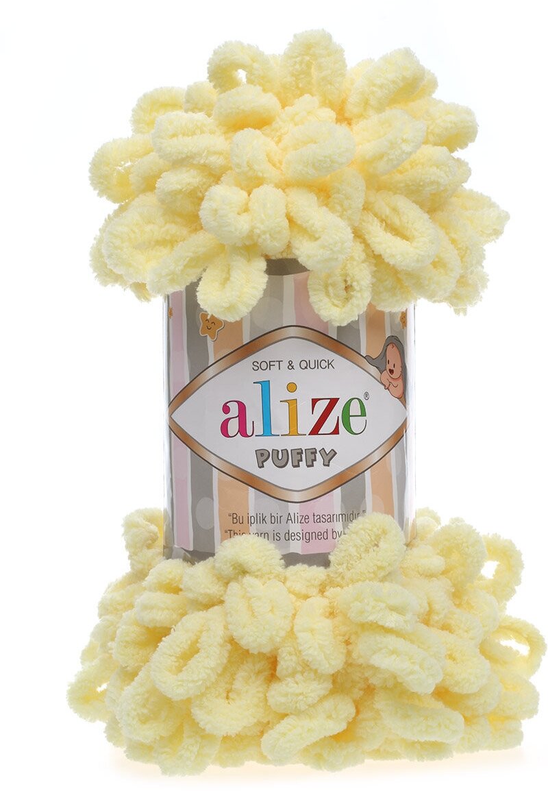 Пряжа для вязания ALIZE 'Puffy', 100г, 9м (100% микрополиэстер) (13 желтый), 5 мотков
