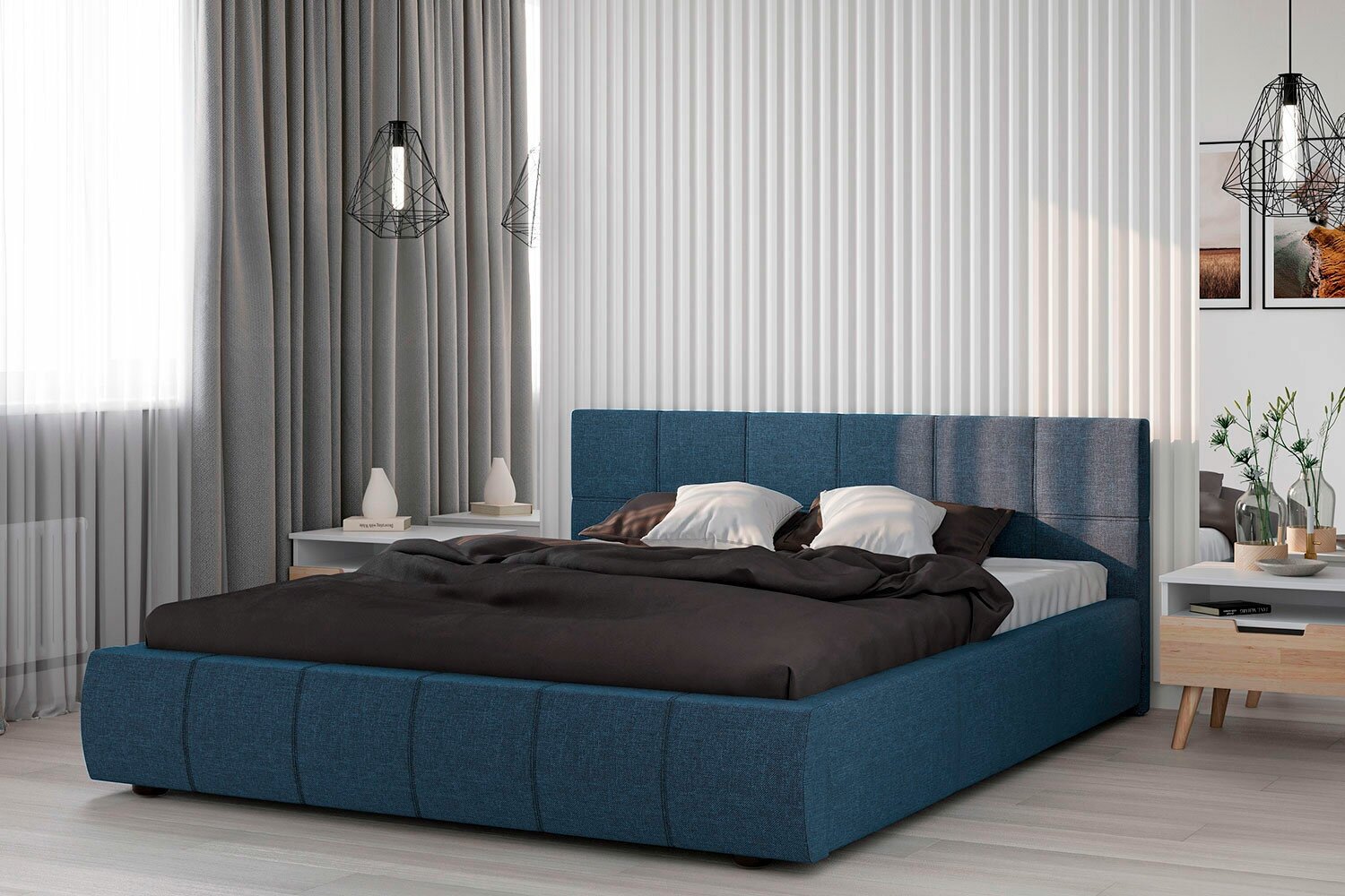 Кровать с подъёмным механизмом Hoff Mila, 155х80х218, цвет синий
