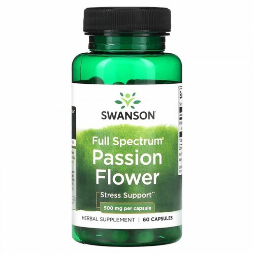 Купить Swanson, Full Spectrum Passion Flower, 500 mg, 60 Capsules