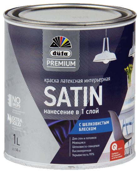 Краска DUFA Premium Satin латексная интерьерная с шелковистым блеском база 1 1л