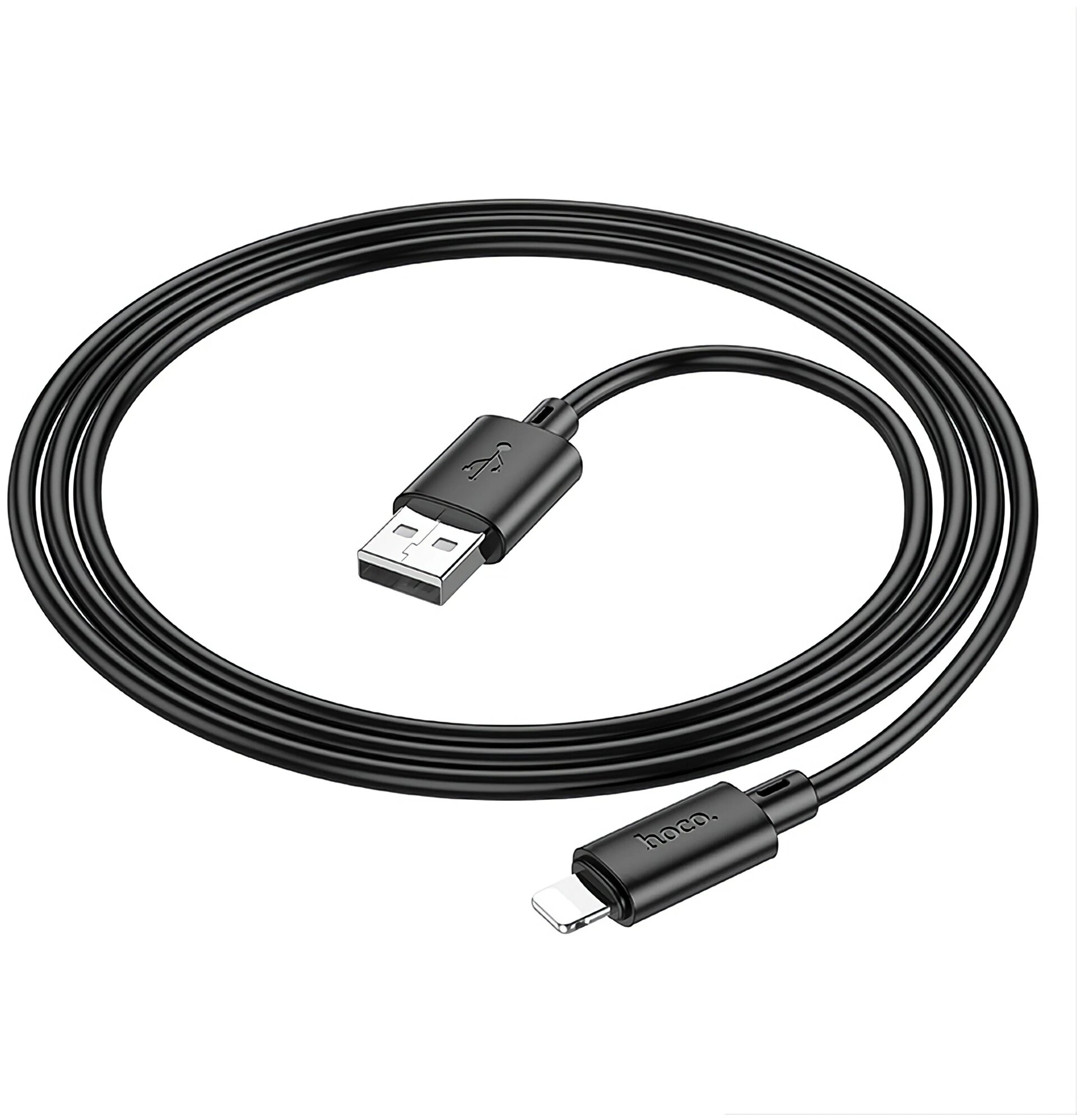 Дата-кабель USB 2.4A для Lightning 8-pin Hoco X88 ПВХ 1м Black