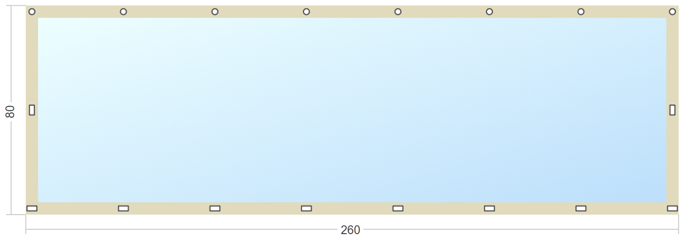 Мягкое окно Софтокна 260х80 см съемное, Скоба-ремешок, Прозрачная пленка 0,7мм, Бежевая окантовка, Комплект для установки - фотография № 3