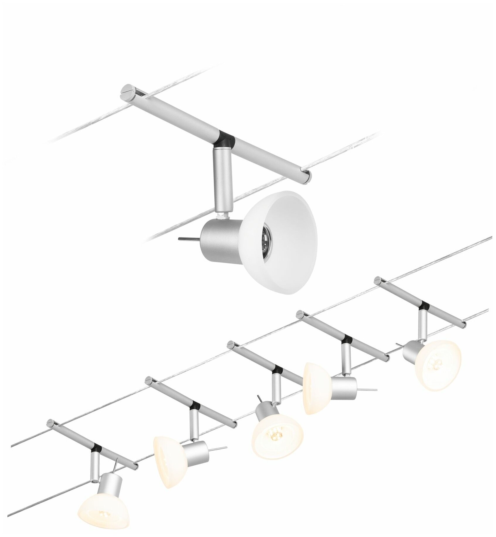 Светильник струнный Paulmann Sheela макс.10Вт GU5.3 230/12В Хром мат. Набор 5 спотов без ламп 94448