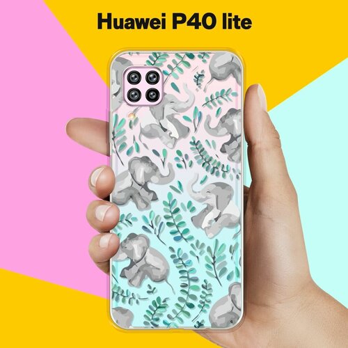 Силиконовый чехол Узор из слонов на Huawei P40 Lite силиконовый чехол узор из слонов на huawei p smart 2021